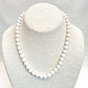 Trifari Necklace White Graduated Knotted Beads Princess Length